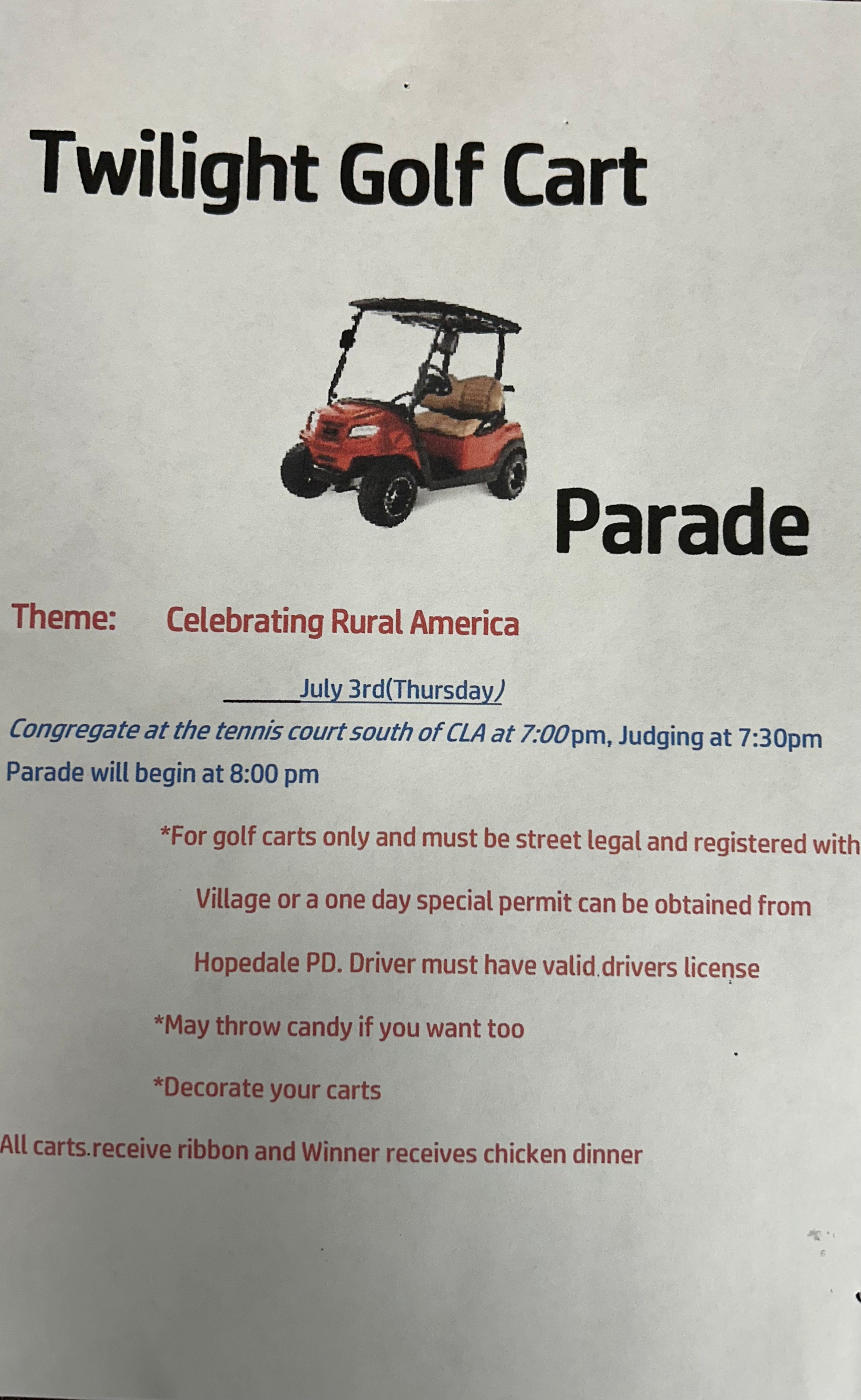 Golf Cart Parade info